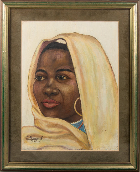 Retrato Femenino de C. Becerra (1942) | Óleo sobre tabla | Retrato Etnográfico S. XX