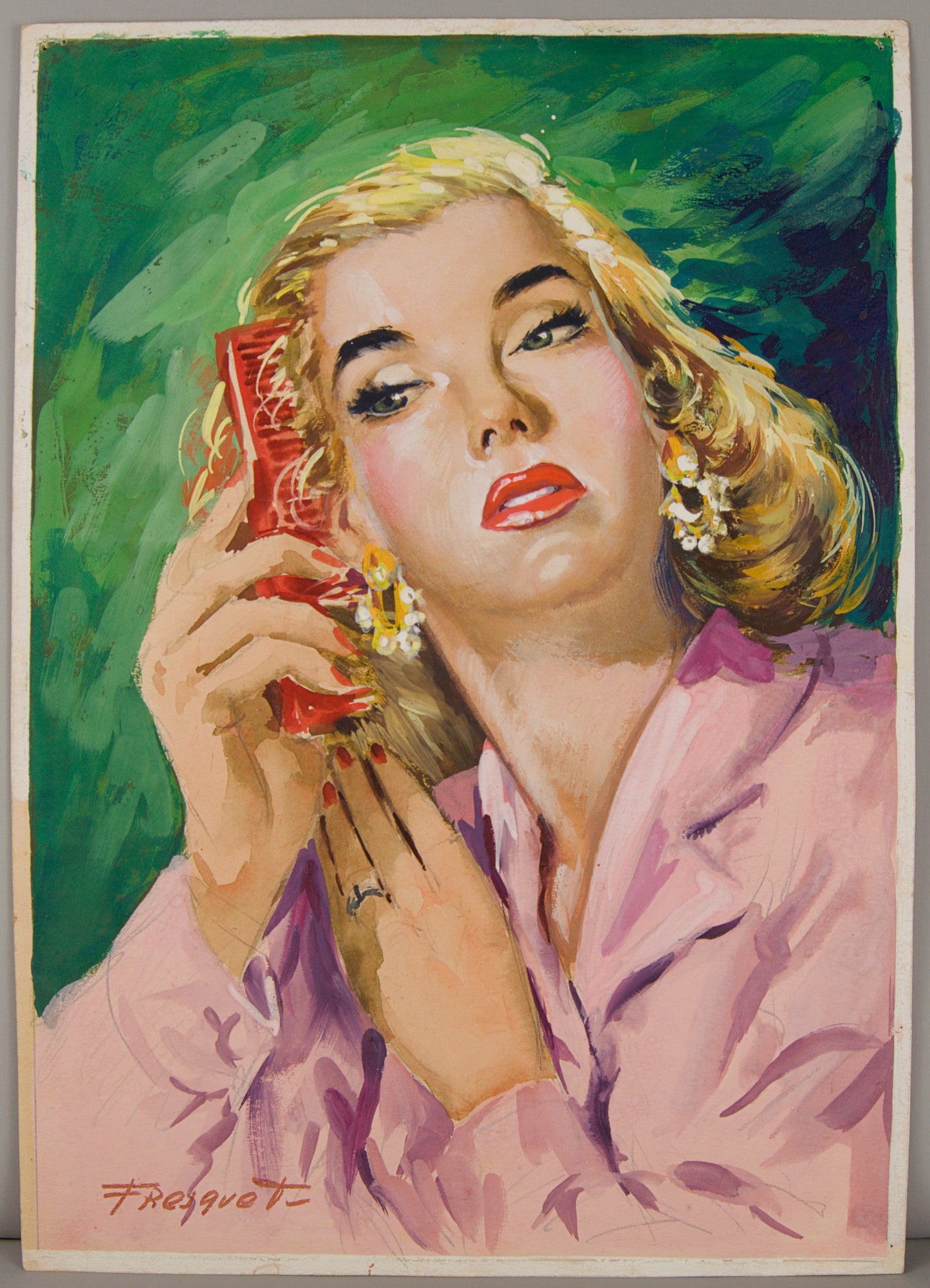 GUILLEM FRESQUET | RETRATO FEMENINO CON PEINE | ILUSTRACIÓN EDITORIAL | GOUACHE SOBRE CARTULINA