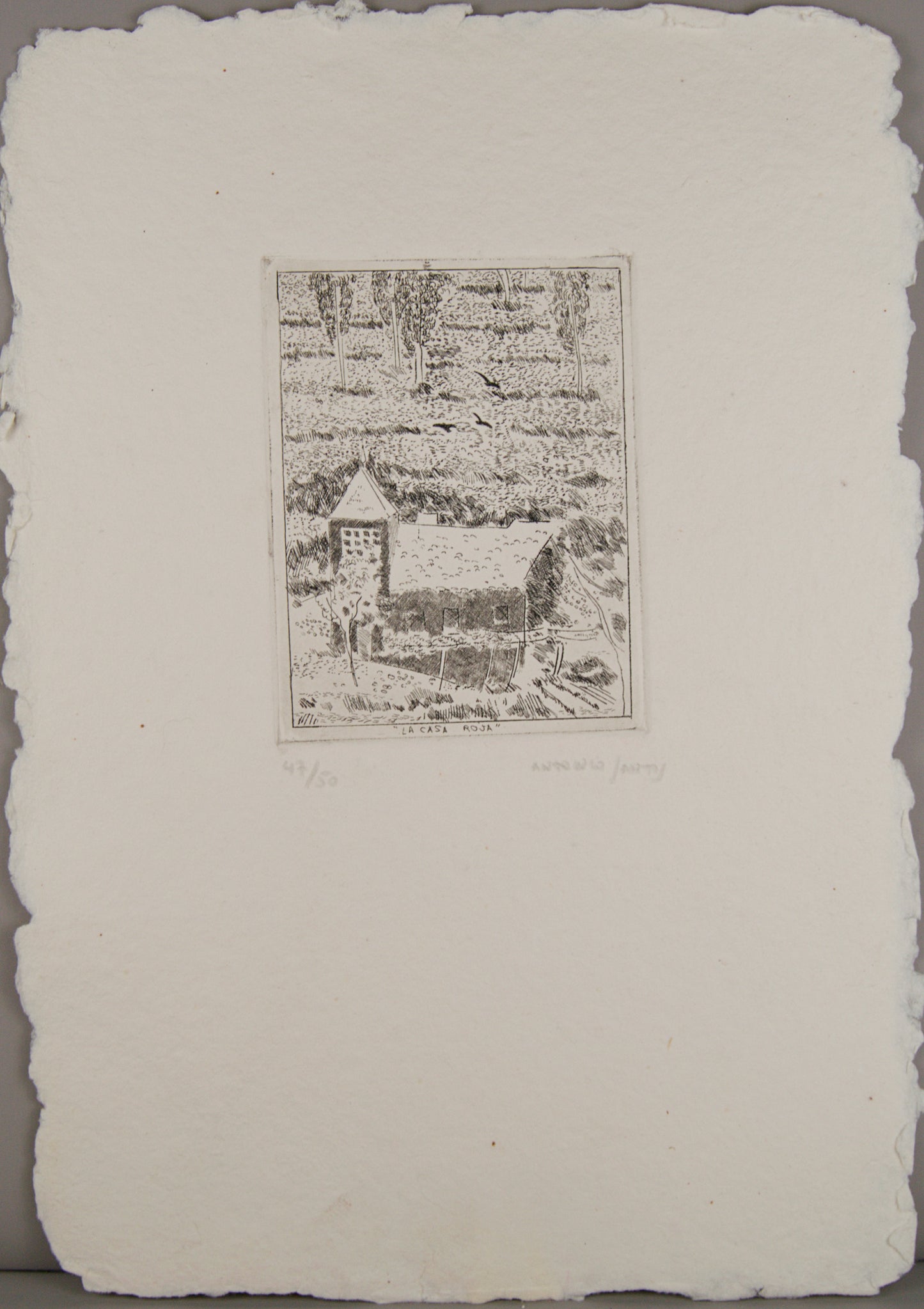 ANTONIO SANTOS | "LA CASA ROJA" (47/50) | AGUAFUERTE ORIGINAL | GRÁFICA CONTEMPORÁNEA