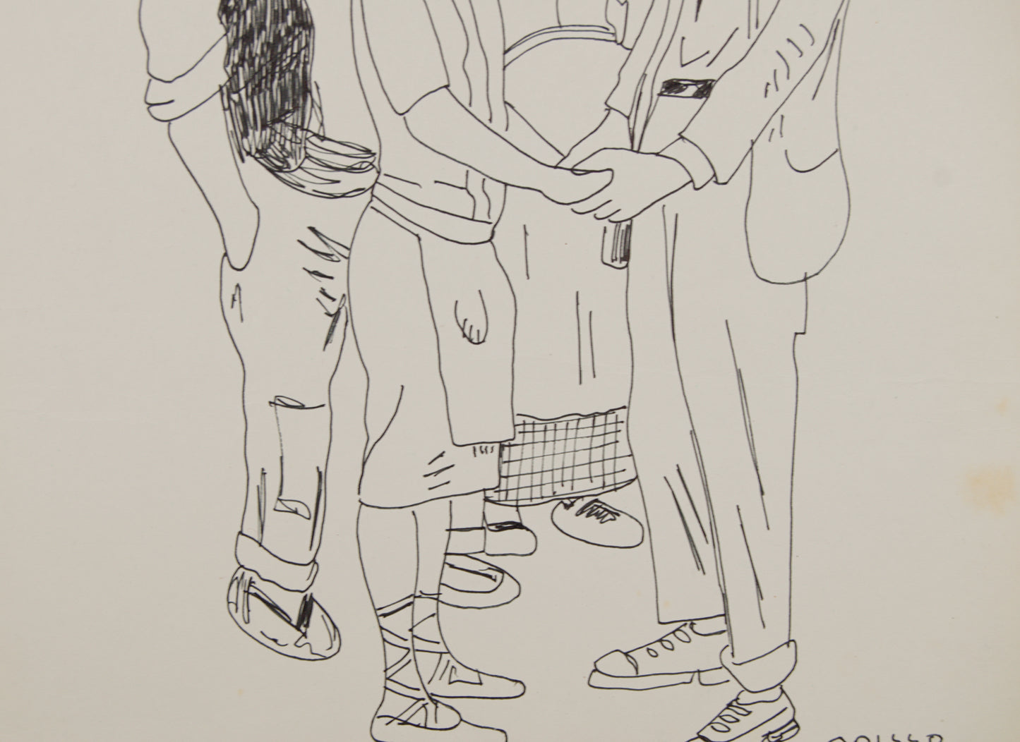 RICARD OPISSO | EL ENCUENTRO (TRADICIÓN Y MODERNIDAD) | DIBUJO ORIGINAL A TINTA | COSTUMBRISMO CATALÁN