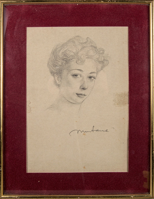 Lluís Muntané i Muns | Retrato Femenino | Carboncillo sobre Papel | Siglo XX