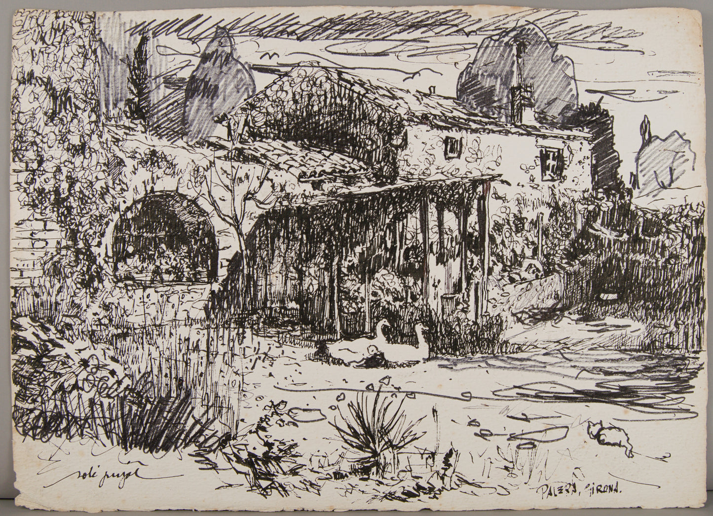 JOSEP SOLÉ PUJOL | MASÍA EN PALERA: ARQUITECTURA DEL TERRITORIO | PAISAJISMO CATALÁN | TINTA SOBRE PAPEL