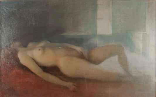 GLAUCO CAPOZZOLI | WEIBLICHER AKT IN DER DÄMMERUNG | RIO DE LA PLATA FIGURIERUNG | ÖL AUF LEINWAND