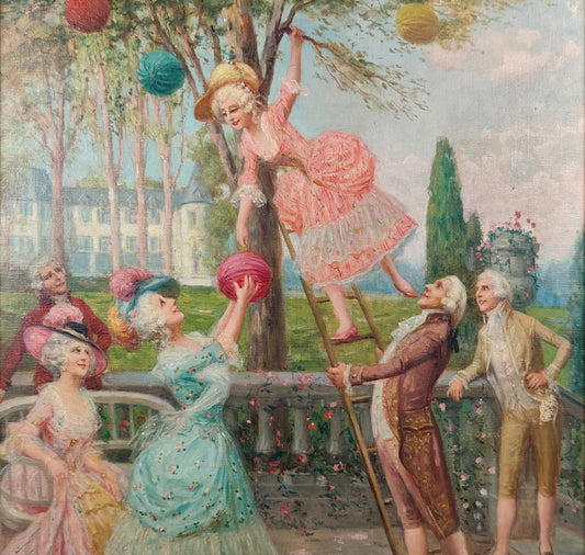 Mariano Alonso Pérez | Fiesta Galante | Óleo sobre lienzo | Pintura de Casacones S. XIX