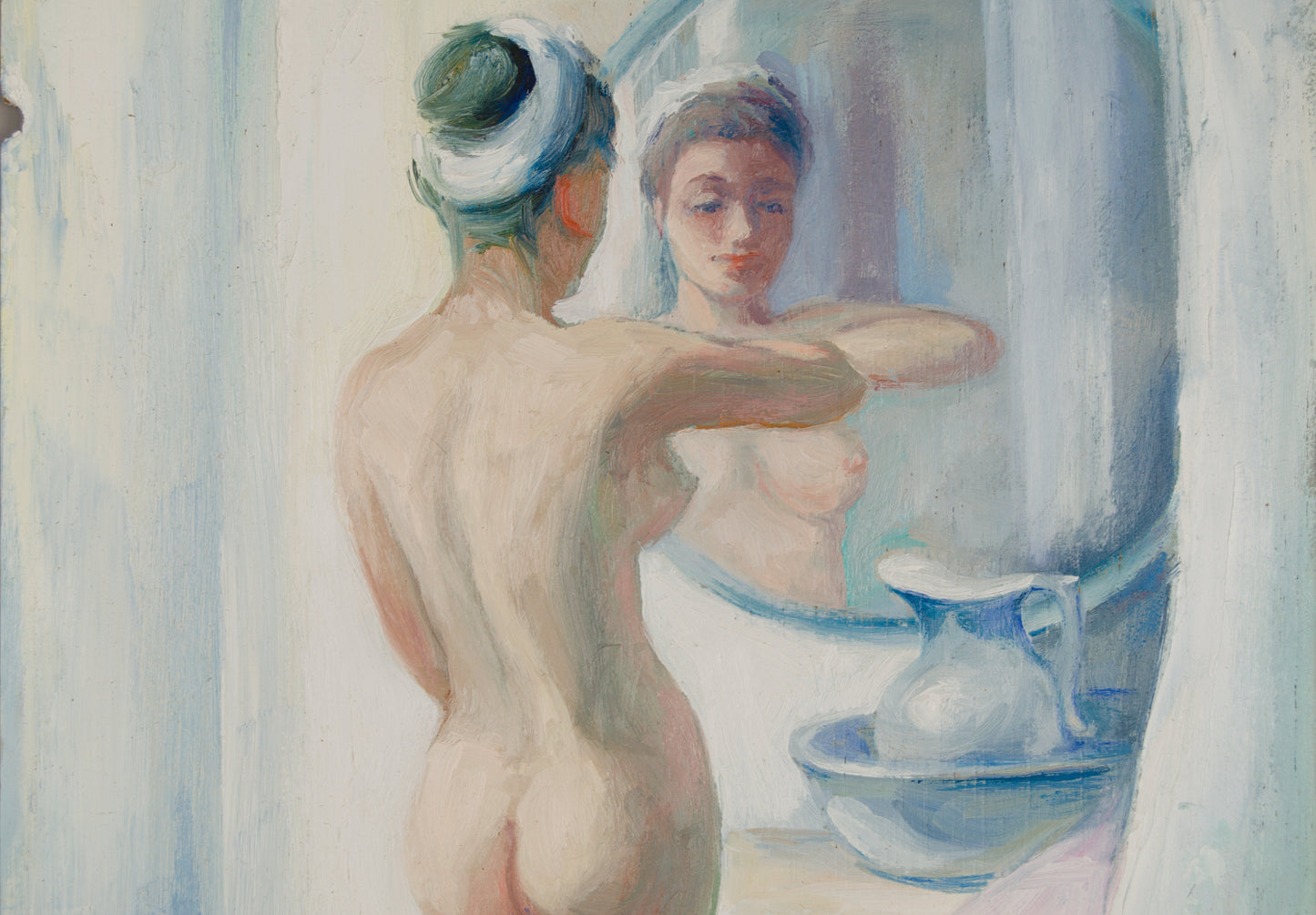 Pere Oliver Ribalta | Desnudo ante el Espejo (1999) | Óleo Original sobre Tabla