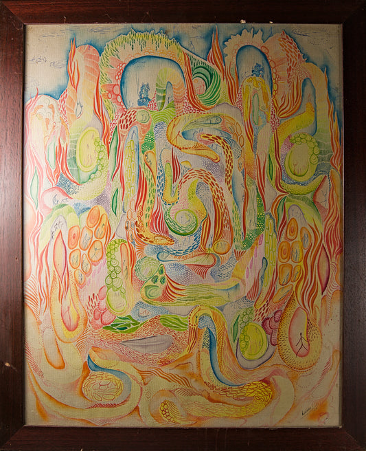 JULIO LINARES | EL PRIMER DÍA (1973) | ARTE VISIONARIO Y PSICODELIA | TÉCNICA MIXTA