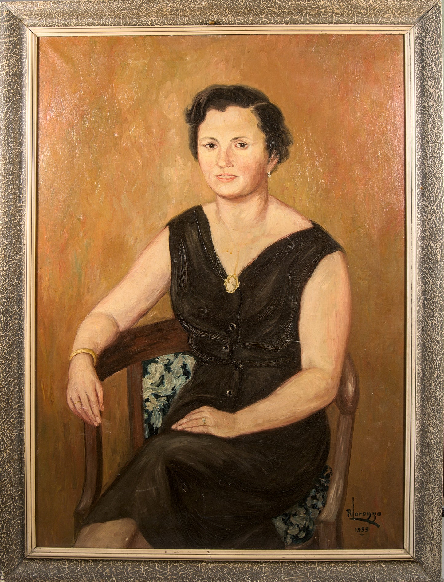 Rogelio Lorenzo | Elegancia Burguesa de los 50: Retrato Femenino | Óleo de Gran Formato | 1955