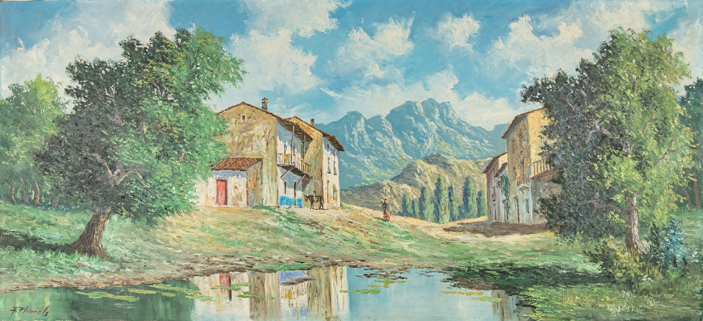 Àngel Planells | "Poble Muntanya" (Paisaje Rural) | Círculo Dalí | Óleo sobre Lienzo