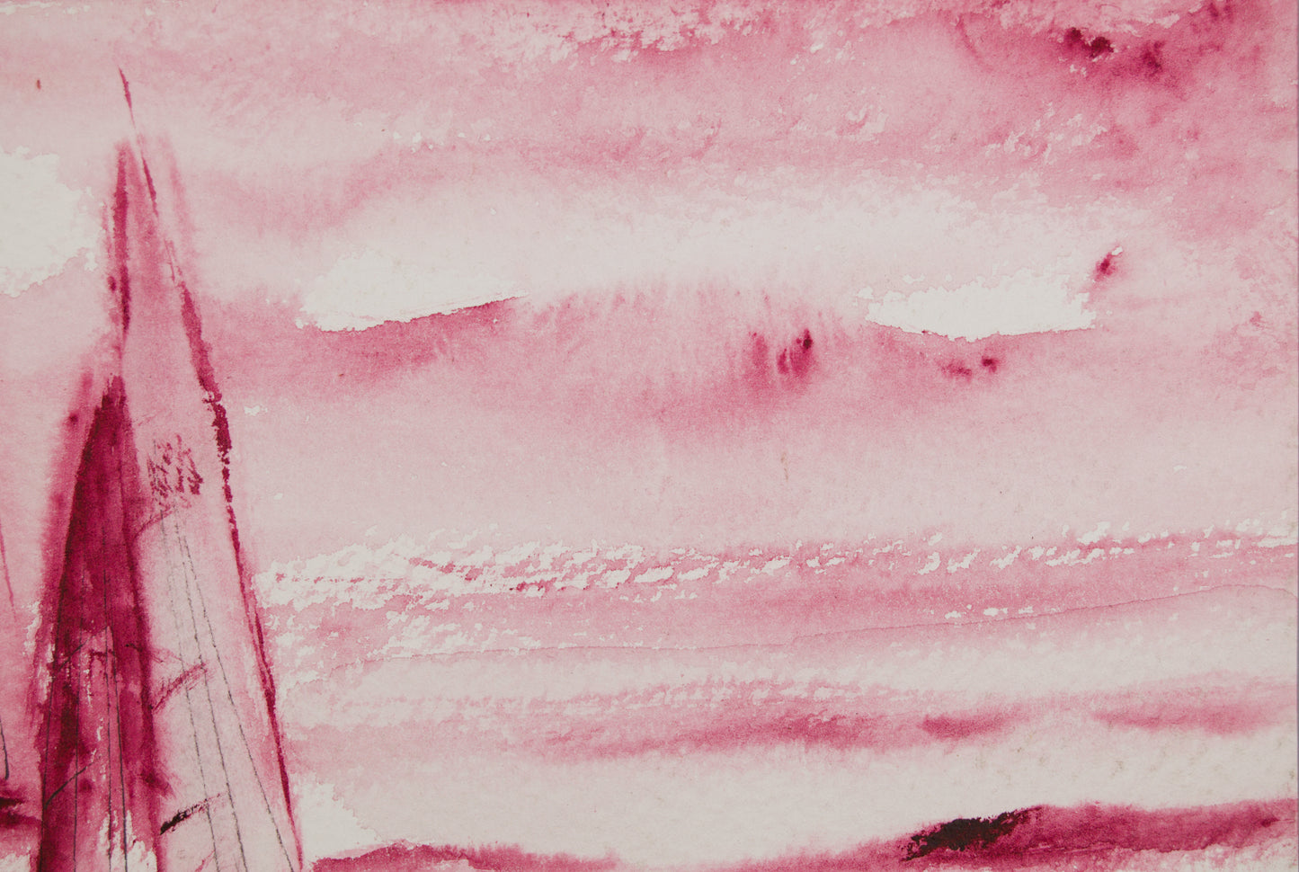 XAVIER UBACH | MARINA EN CARMÍN (ESTUDIO MONOCROMO) | ACUARELA ORIGINAL | ABSTRACCIÓN LÍRICA