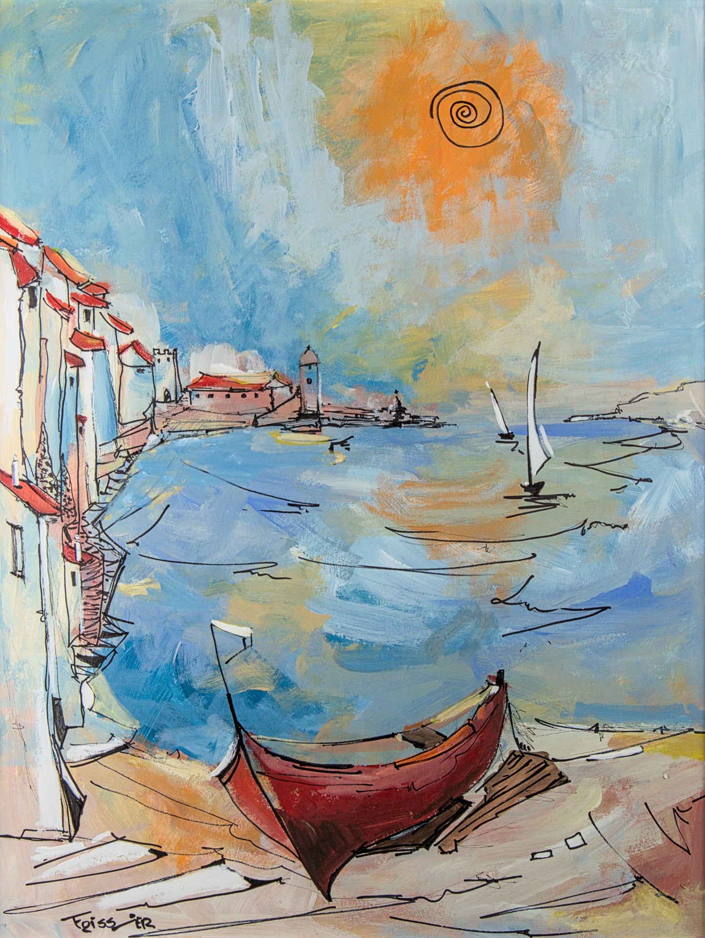 Vista de Collioure | Acrílico sobre tabla | Martine Foissier (2013) | Neo-Fauvismo Francés