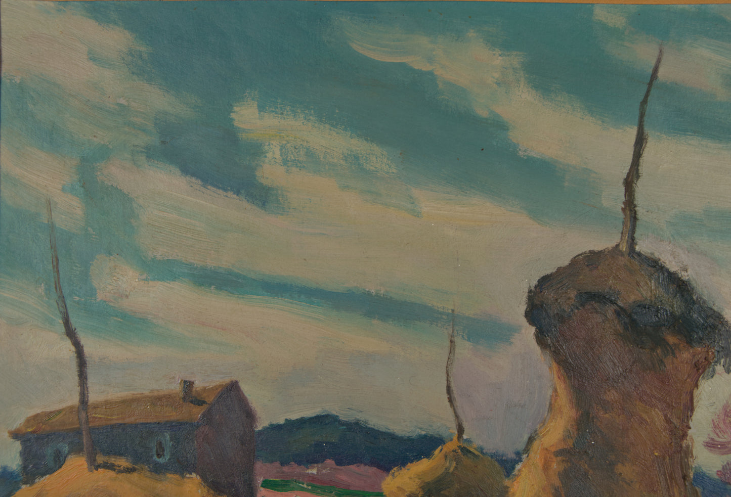 Frederic Viñals | Paisaje Rural con Pallers | Óleo Original sobre Lienzo