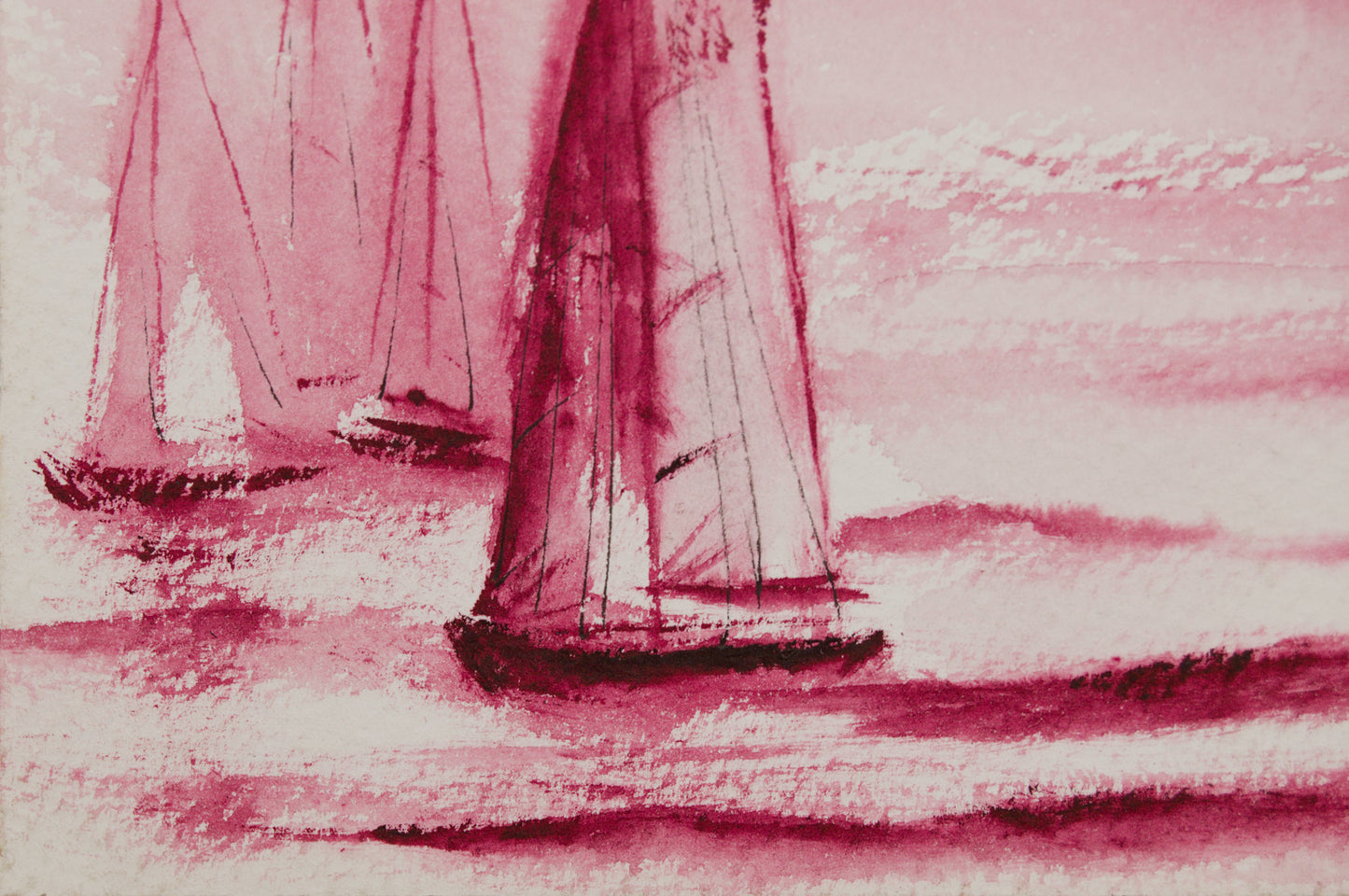 XAVIER UBACH | MARINA EN CARMÍN (ESTUDIO MONOCROMO) | ACUARELA ORIGINAL | ABSTRACCIÓN LÍRICA