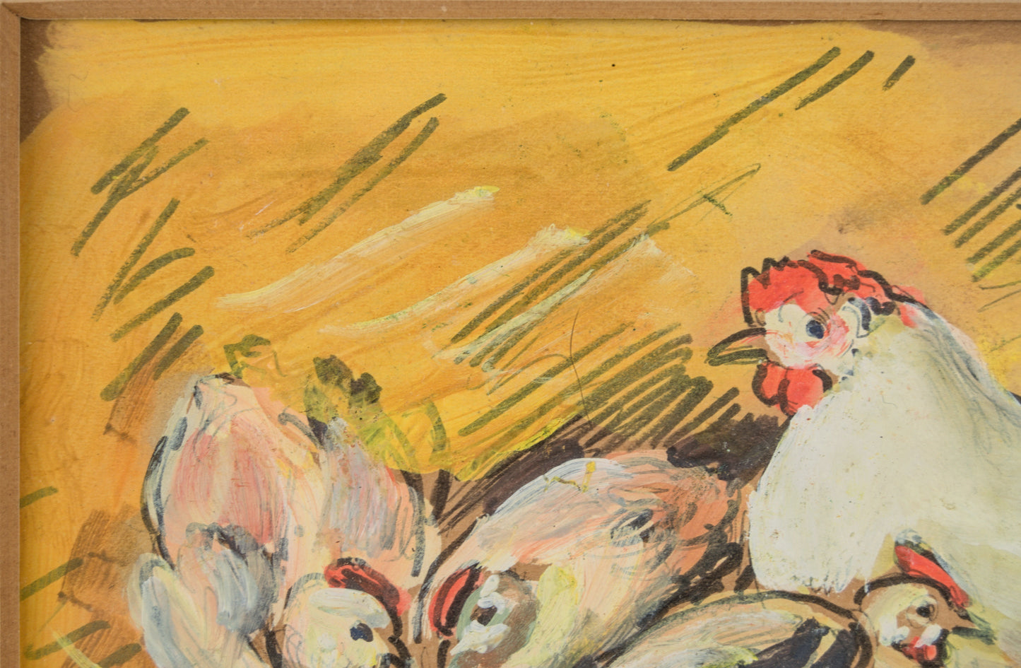 Enric Porta Mestre | "Gallinas" Costumbrista | Gouache Original sobre Papel