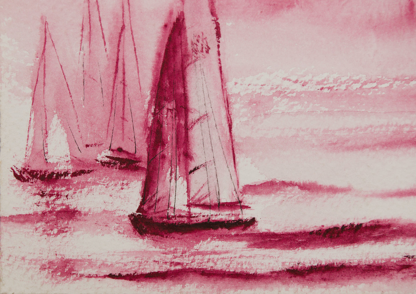 XAVIER UBACH | MARINA EN CARMÍN (ESTUDIO MONOCROMO) | ACUARELA ORIGINAL | ABSTRACCIÓN LÍRICA