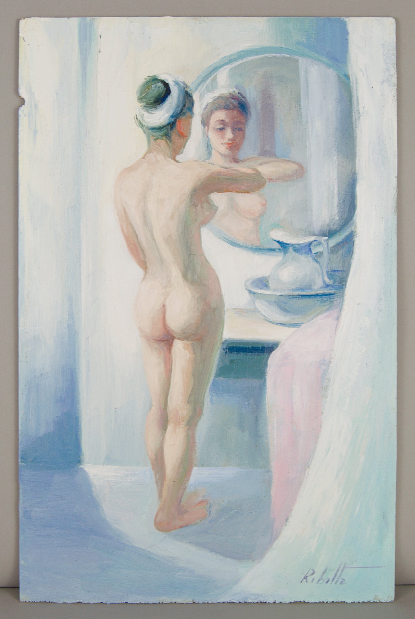 Pere Oliver Ribalta | Desnudo ante el Espejo (1999) | Óleo Original sobre Tabla