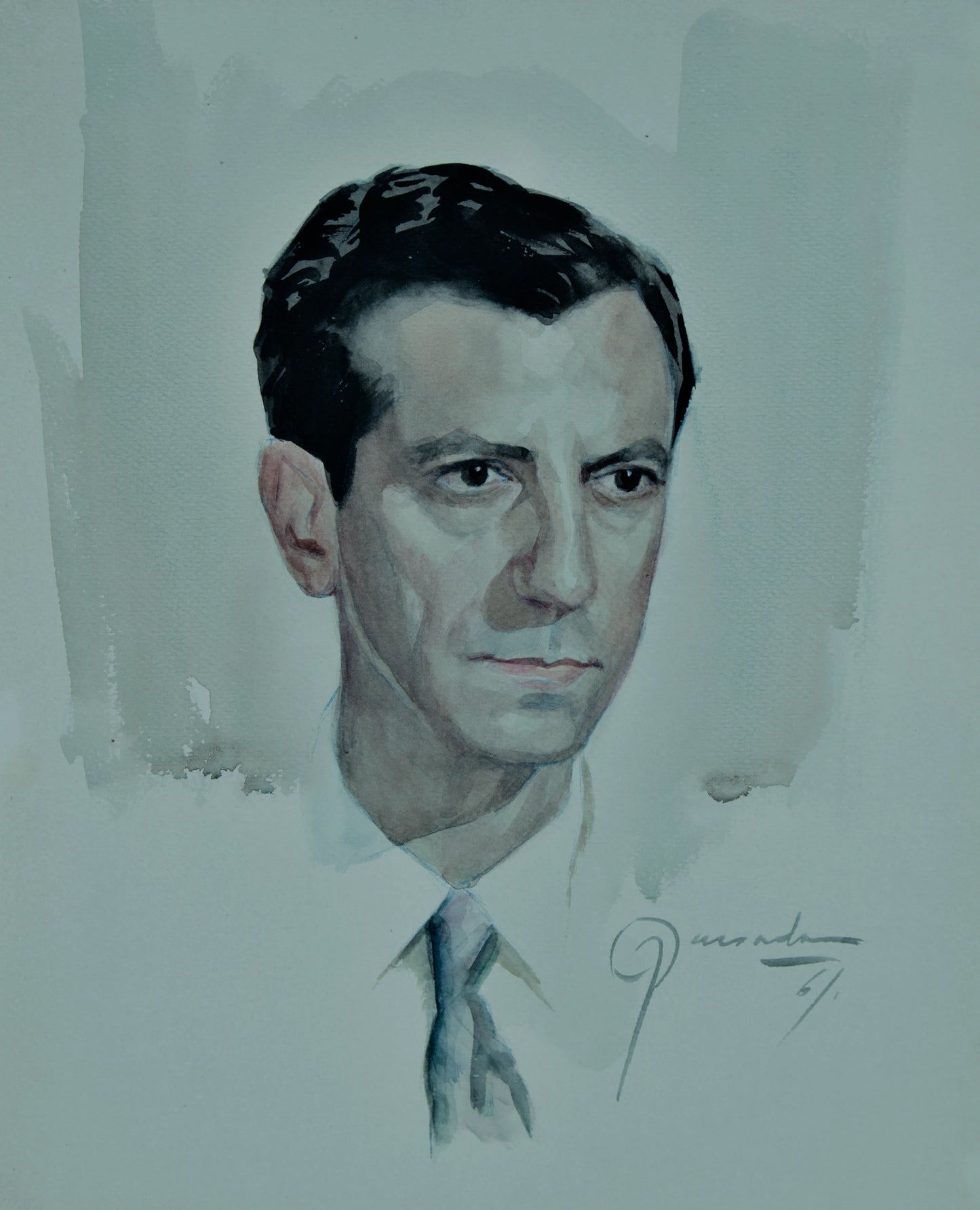 JULIO QUESADA GUILABERT | RETRATO DE CABALLERO | ESCUELA ESPAÑOLA (1961) | ACUARELA