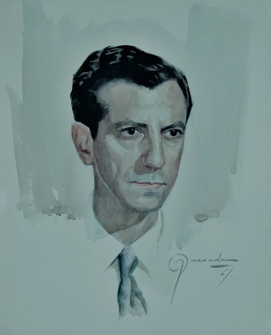 JULIO QUESADA GUILABERT | PORTRAIT OF A GENTLEMAN | SPANISH SCHOOL (1961) | WATERCOLOR