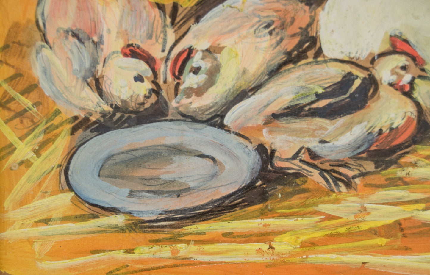 Enric Porta Mestre | "Gallinas" Costumbrista | Gouache Original sobre Papel