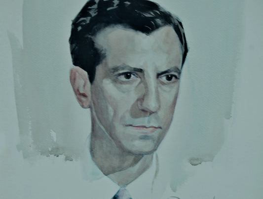JULIO QUESADA GUILABERT | PORTRAIT OF A GENTLEMAN | SPANISH SCHOOL (1961) | WATERCOLOR