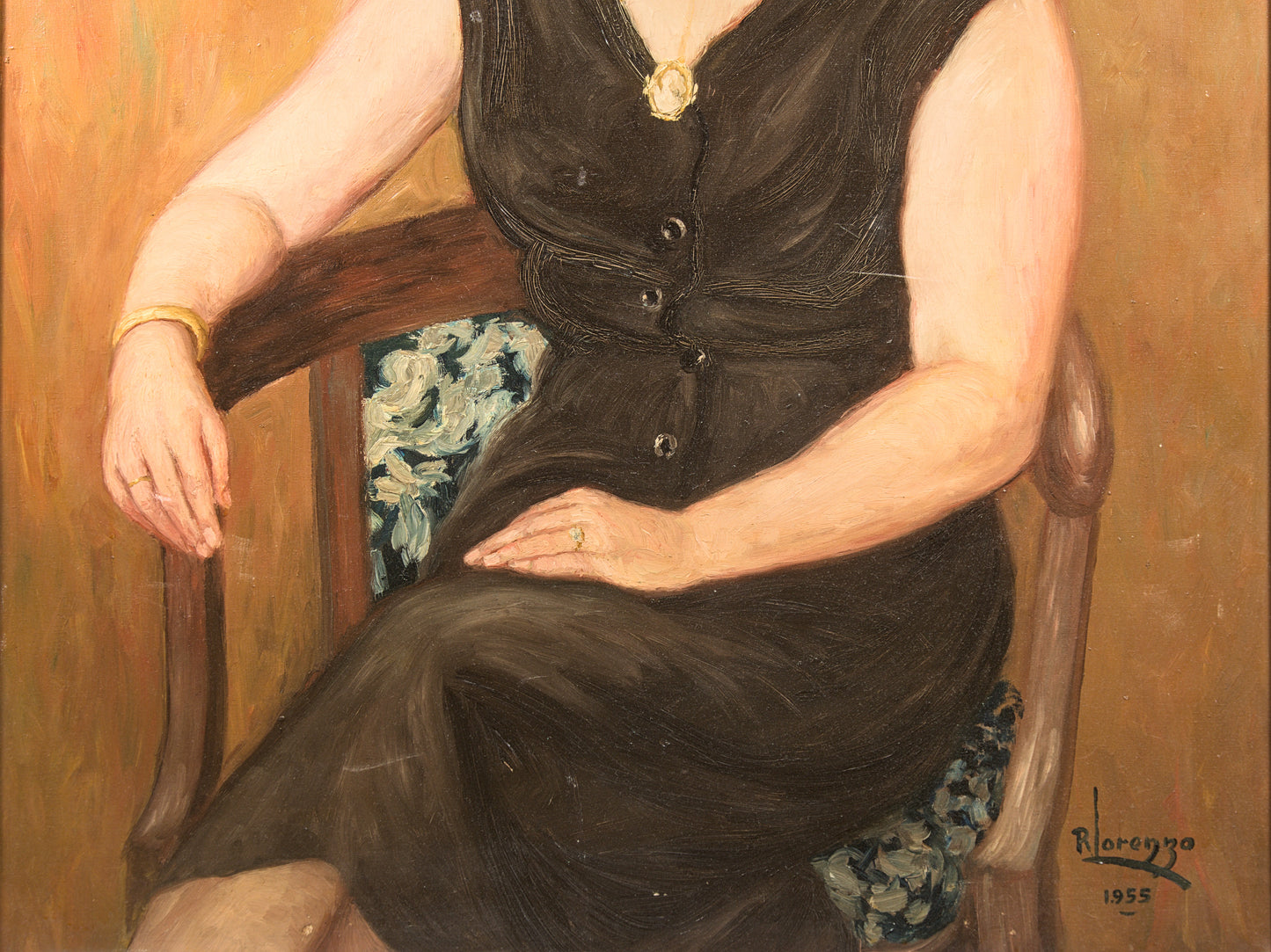 Rogelio Lorenzo | Elegancia Burguesa de los 50: Retrato Femenino | Óleo de Gran Formato | 1955