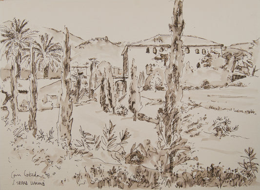 JOSEP SERRA LLIMONA | MASÍA CAN CORTADA (BARCELONA) | ESCUELA CATALANA | TINTA Y AGUADA SOBRE PAPEL