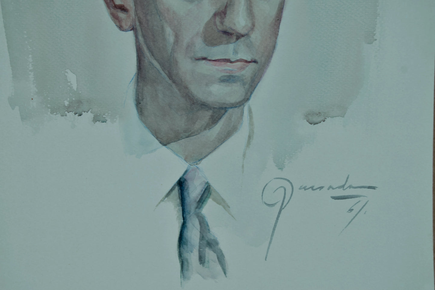 JULIO QUESADA GUILABERT | RETRATO DE CABALLERO | ESCUELA ESPAÑOLA (1961) | ACUARELA