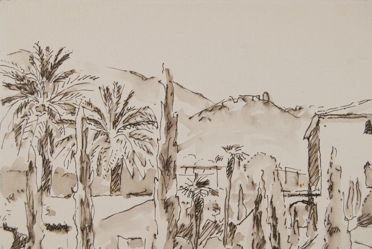JOSEP SERRA LLIMONA | MASÍA CAN CORTADA (BARCELONA) | ESCUELA CATALANA | TINTA Y AGUADA SOBRE PAPEL