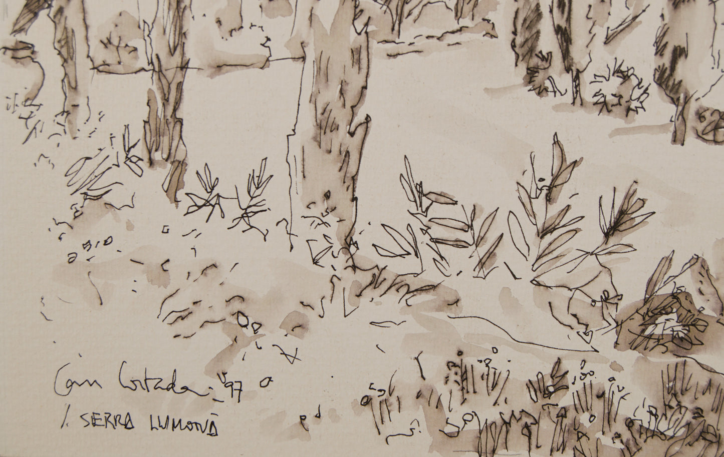 JOSEP SERRA LLIMONA | MASÍA CAN CORTADA (BARCELONA) | ESCUELA CATALANA | TINTA Y AGUADA SOBRE PAPEL