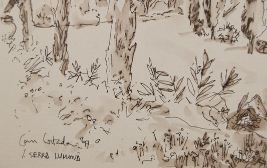 JOSEP SERRA LLIMONA | MASÍA CAN CORTADA (BARCELONA) | ESCUELA CATALANA | TINTA Y AGUADA SOBRE PAPEL