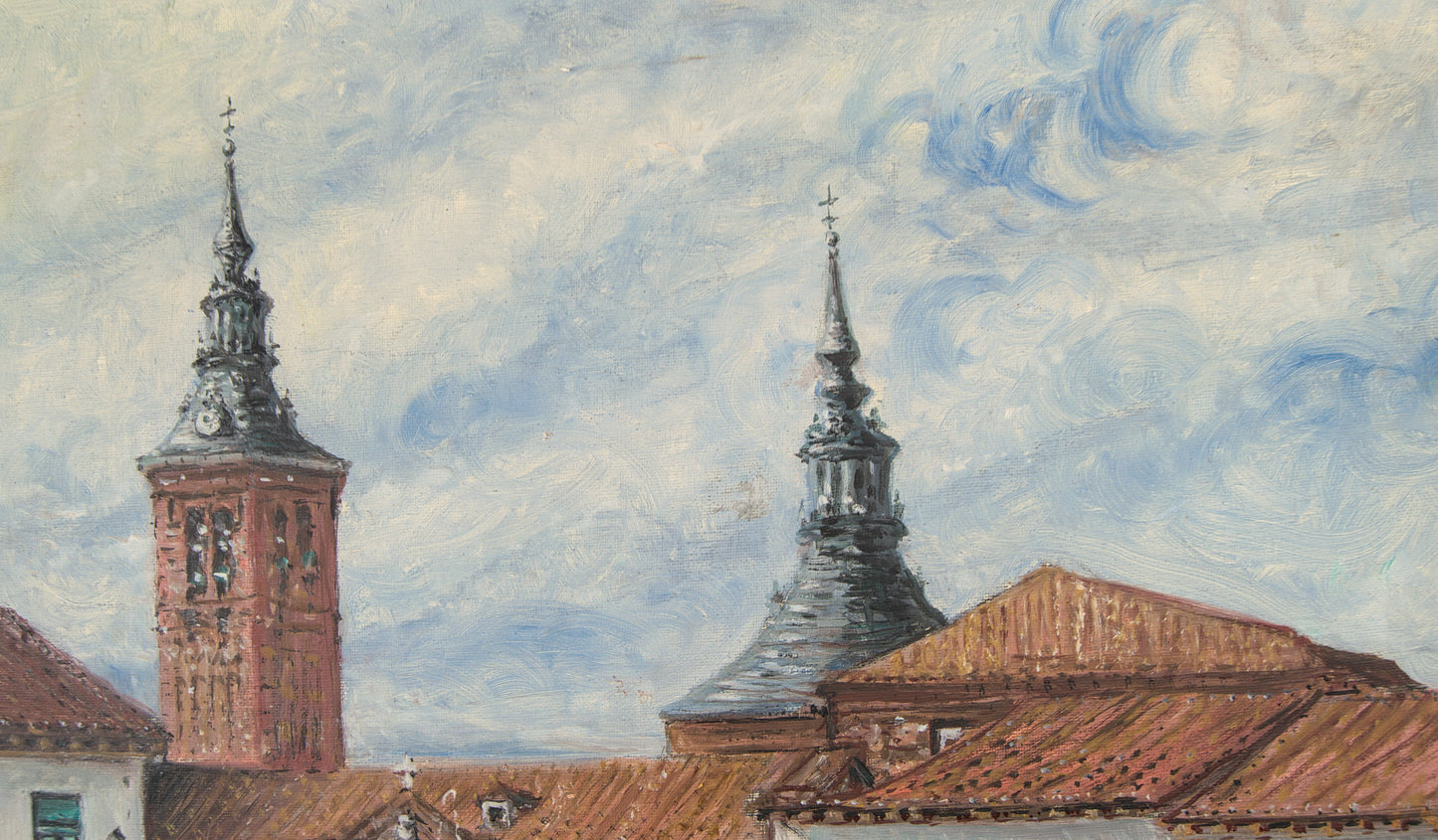 Jesús Casas | Plaza de Navalcarnero: Paisaje Urbano Monumental | Óleo sobre Lienzo (1978)
