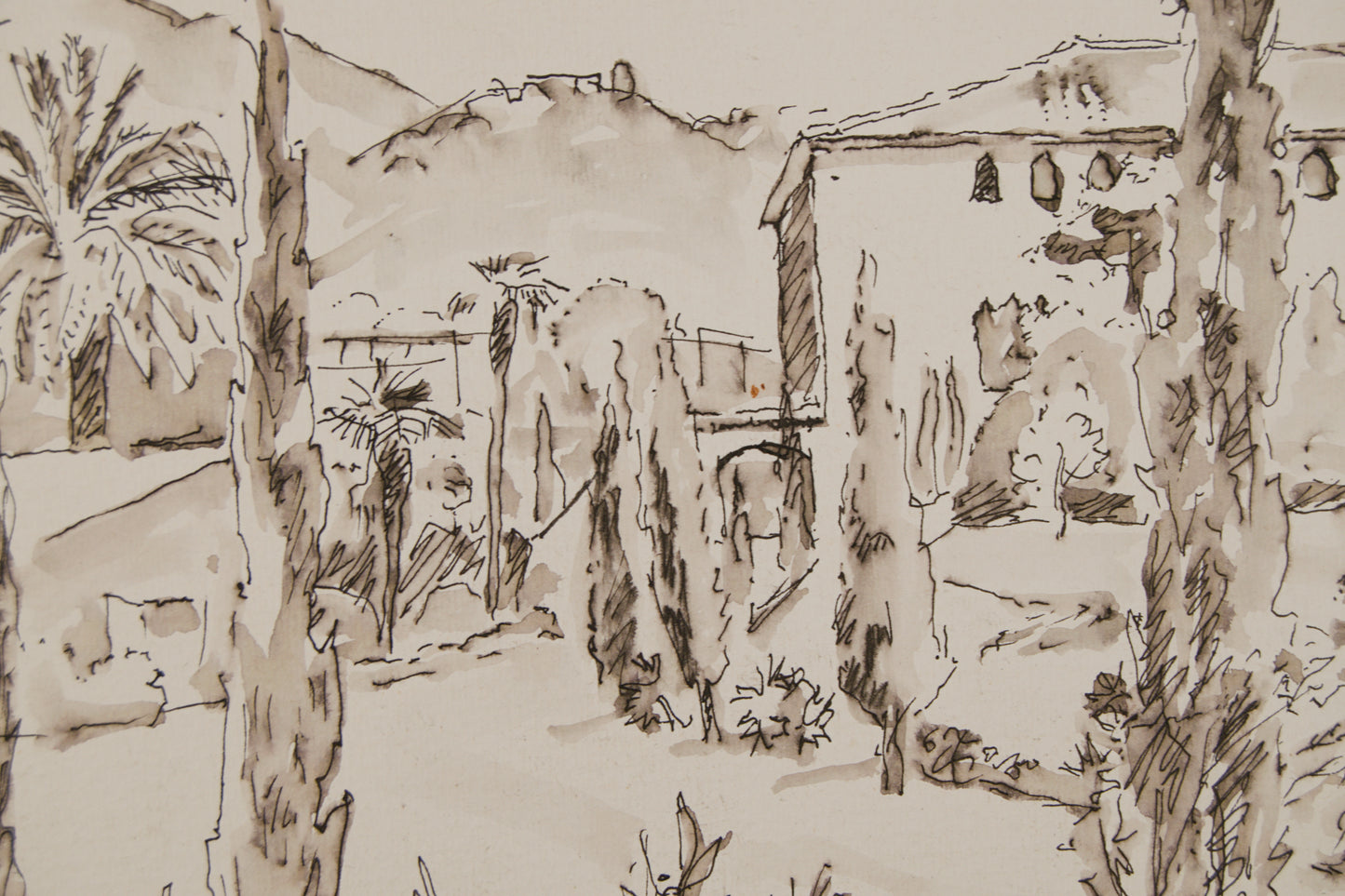 JOSEP SERRA LLIMONA | MASÍA CAN CORTADA (BARCELONA) | ESCUELA CATALANA | TINTA Y AGUADA SOBRE PAPEL