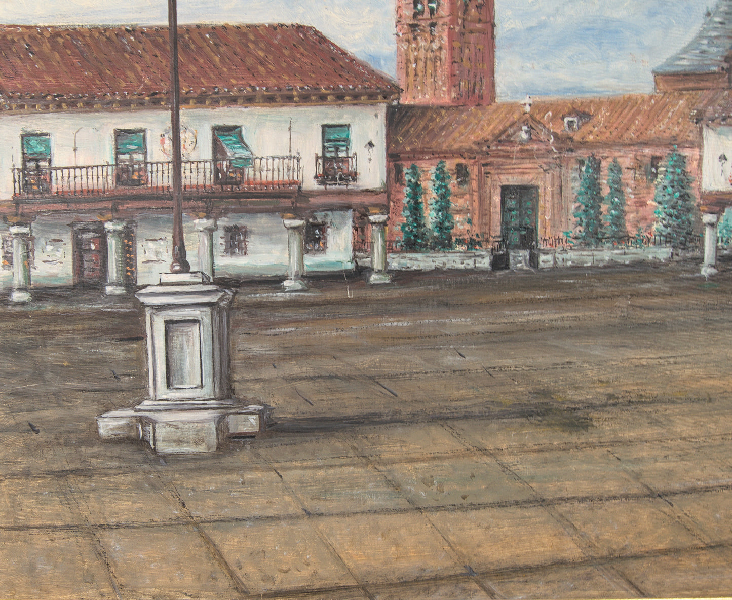 Jesús Casas | Plaza de Navalcarnero: Paisaje Urbano Monumental | Óleo sobre Lienzo (1978)