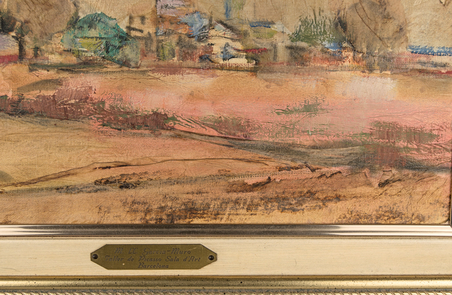Luisa García-Muro Clivillés | Paisaje Rural con Arboleda y Aldea | Técnica Mixta sobre Soporte Texturizado
