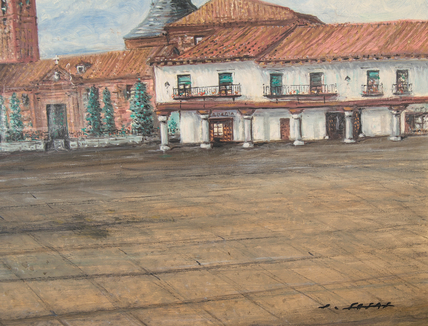 Jesús Casas | Plaza de Navalcarnero: Paisaje Urbano Monumental | Óleo sobre Lienzo (1978)