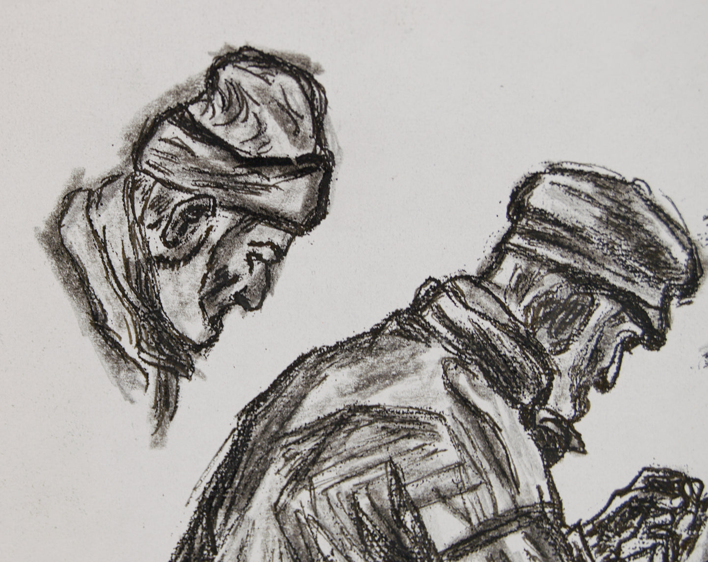 Dionís Baixeras | Estudio de Carácter (Perspectivas del Rostro) | Dibujo Original a Carboncillo