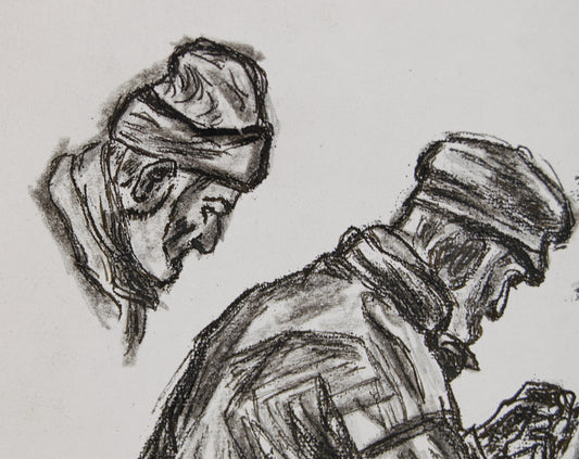 Dionís Baixeras | Estudio de Carácter (Perspectivas del Rostro) | Dibujo Original a Carboncillo