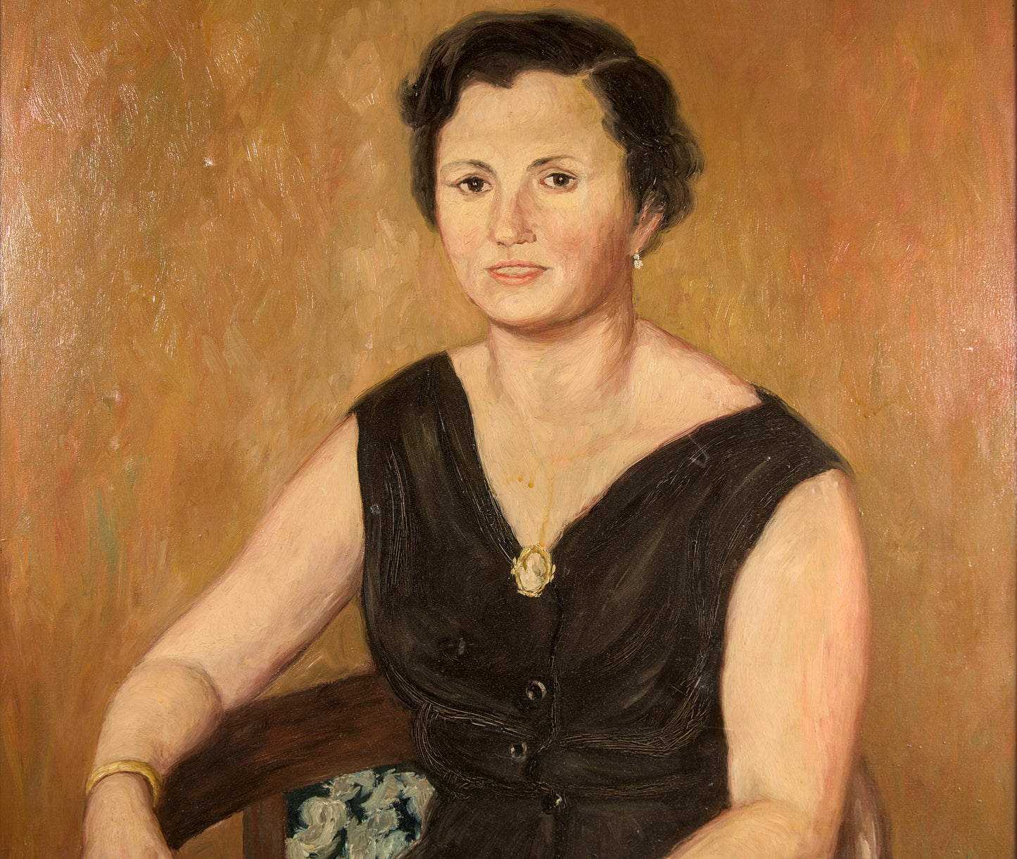 Rogelio Lorenzo | Elegancia Burguesa de los 50: Retrato Femenino | Óleo de Gran Formato | 1955