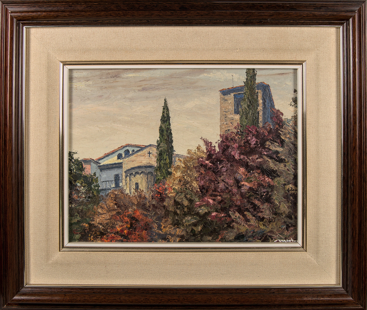Lluís Mestres Borrell | Paisaje Rural con Ermita | Óleo a la Espátula | 1984