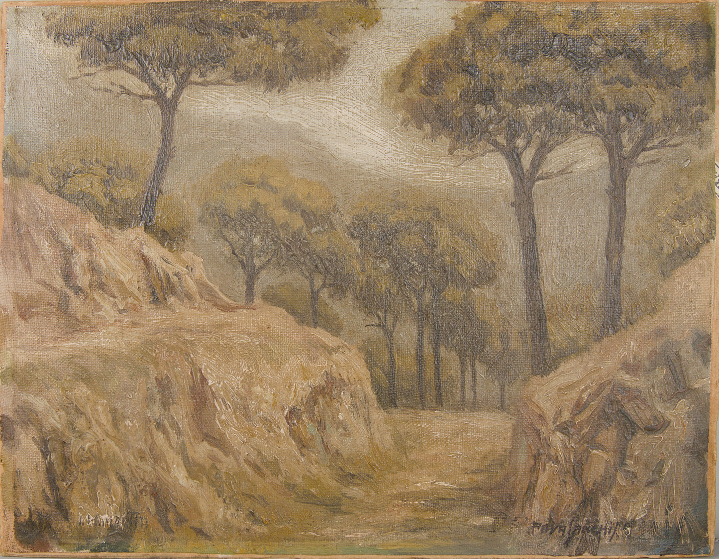 Francisco Payá Sanchís | Paisaje Mediterráneo con Pinos (1947) | Óleo Original