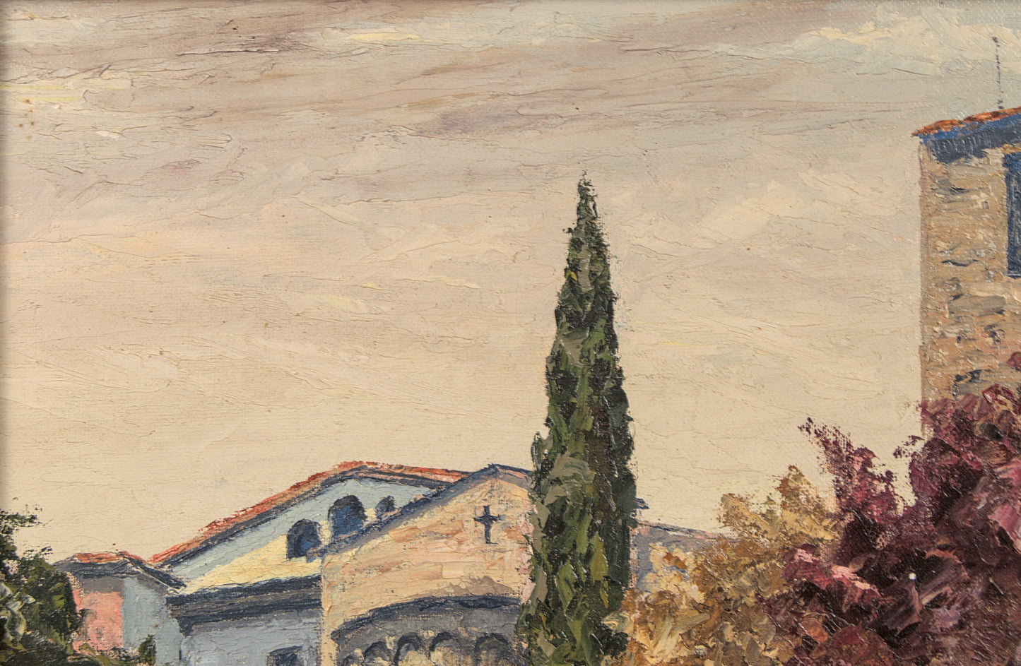 Lluís Mestres Borrell | Paisaje Rural con Ermita | Óleo a la Espátula | 1984