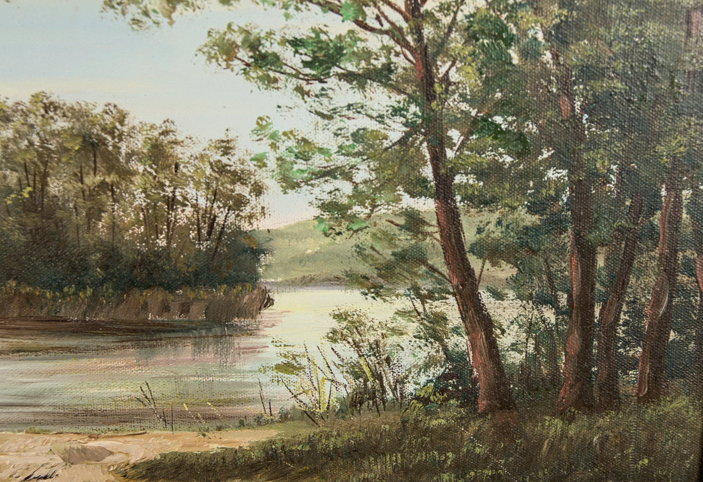 R. Baumer | Paisaje Lacustre con Casa Rural | Óleo sobre Lienzo
