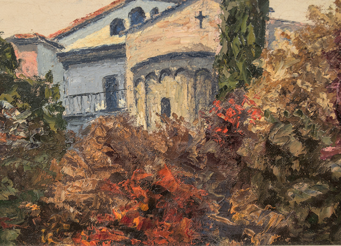Lluís Mestres Borrell | Paisaje Rural con Ermita | Óleo a la Espátula | 1984