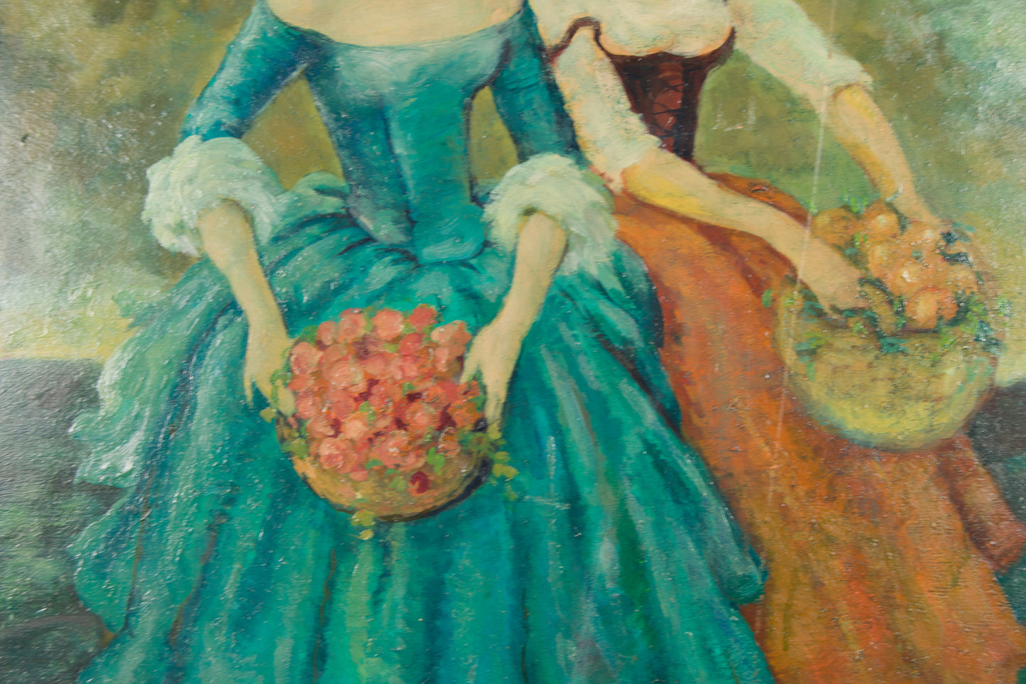M. Ibáñez | Escena Galante (Jóvenes con Flores) | Óleo Original sobre Tabla