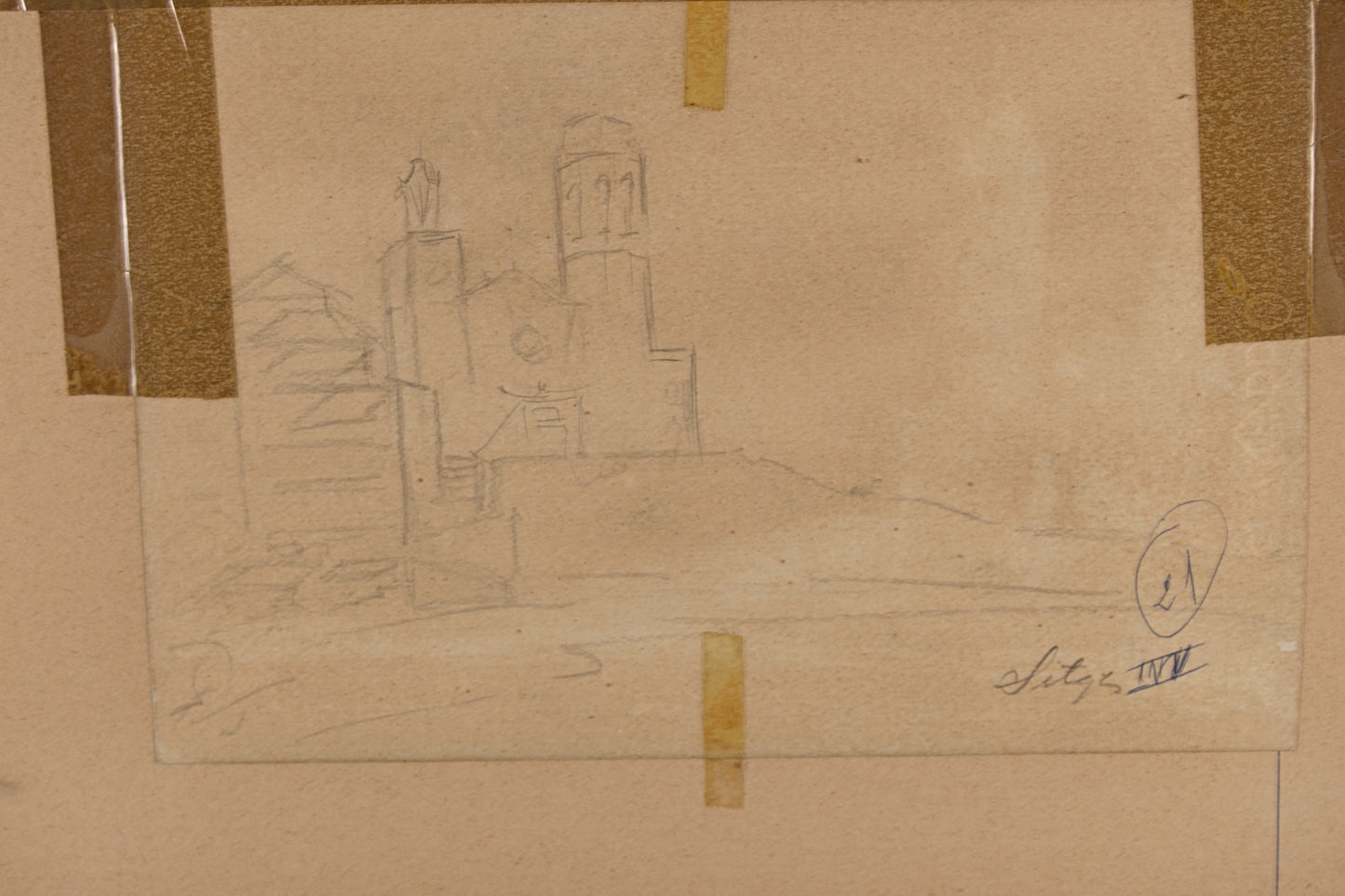 Atribuido a Lluís Muntané | Iglesia de Sitges (La Punta) | Acuarela sobre Papel | 1987