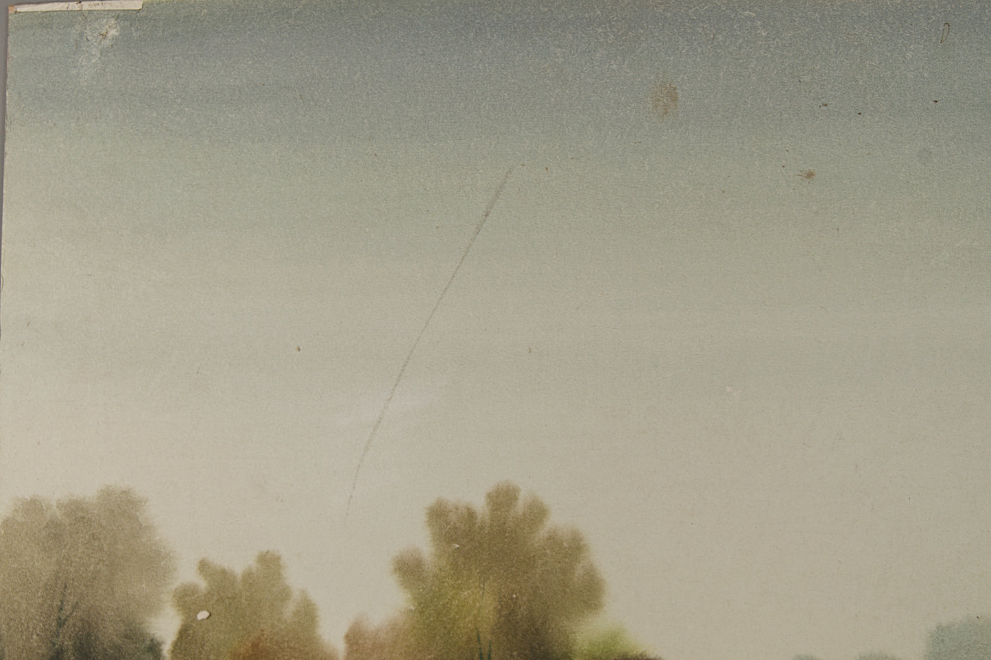 JOAN FUSTER GIMPERA | PAISAJE FLUVIAL CON NIEBLA | ACUARELA ORIGINAL | PAISAJISMO CATALÁN