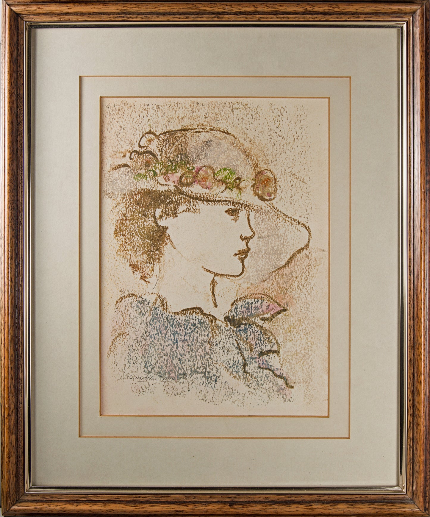 CARME NAVARRA PRUNA | LA DAMA DEL SOMBRERO | RETRATO CONTEMPORÁNEO | TÉCNICA MIXTA