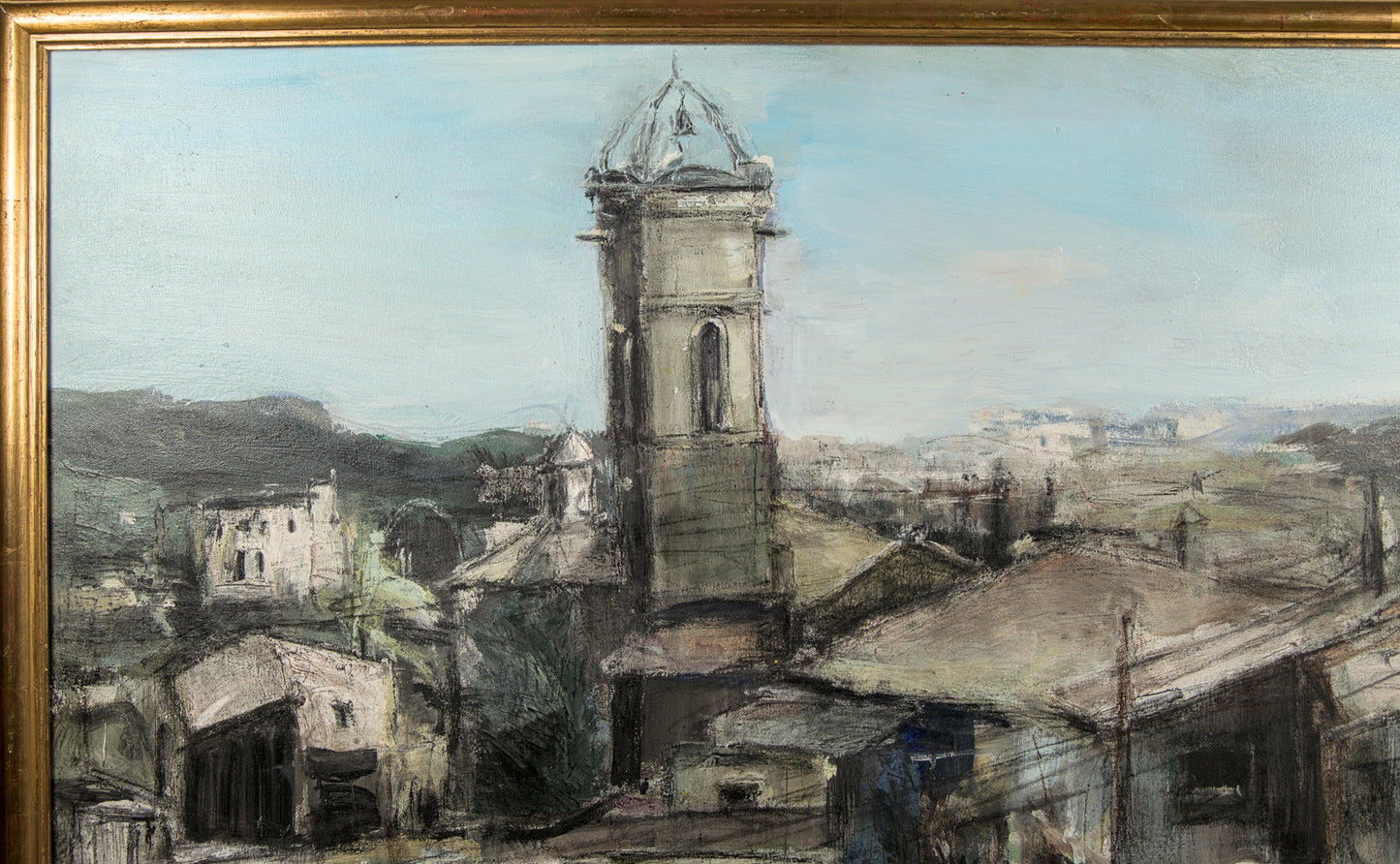 Piotr Perski | Expresionismo Monumental: Paisaje con Campanario XXL | Óleo sobre Lienzo | 2005