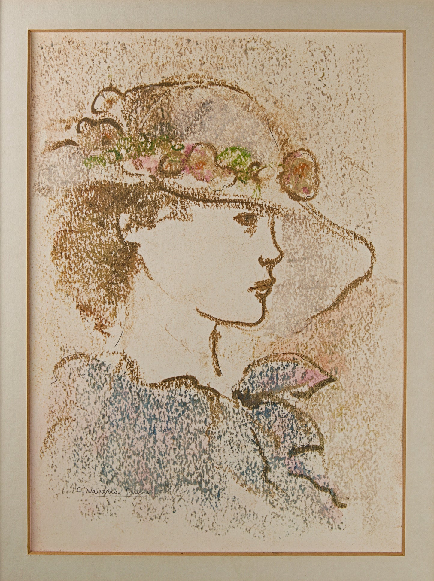 CARME NAVARRA PRUNA | LA DAMA DEL SOMBRERO | RETRATO CONTEMPORÁNEO | TÉCNICA MIXTA