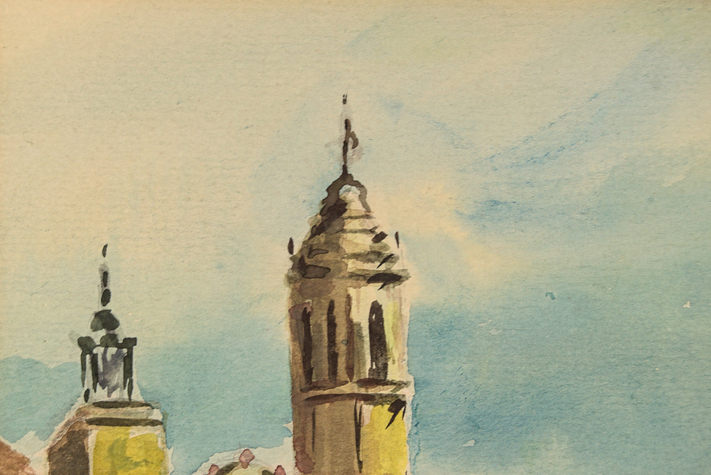 Atribuido a Lluís Muntané | Iglesia de Sitges (La Punta) | Acuarela sobre Papel | 1987