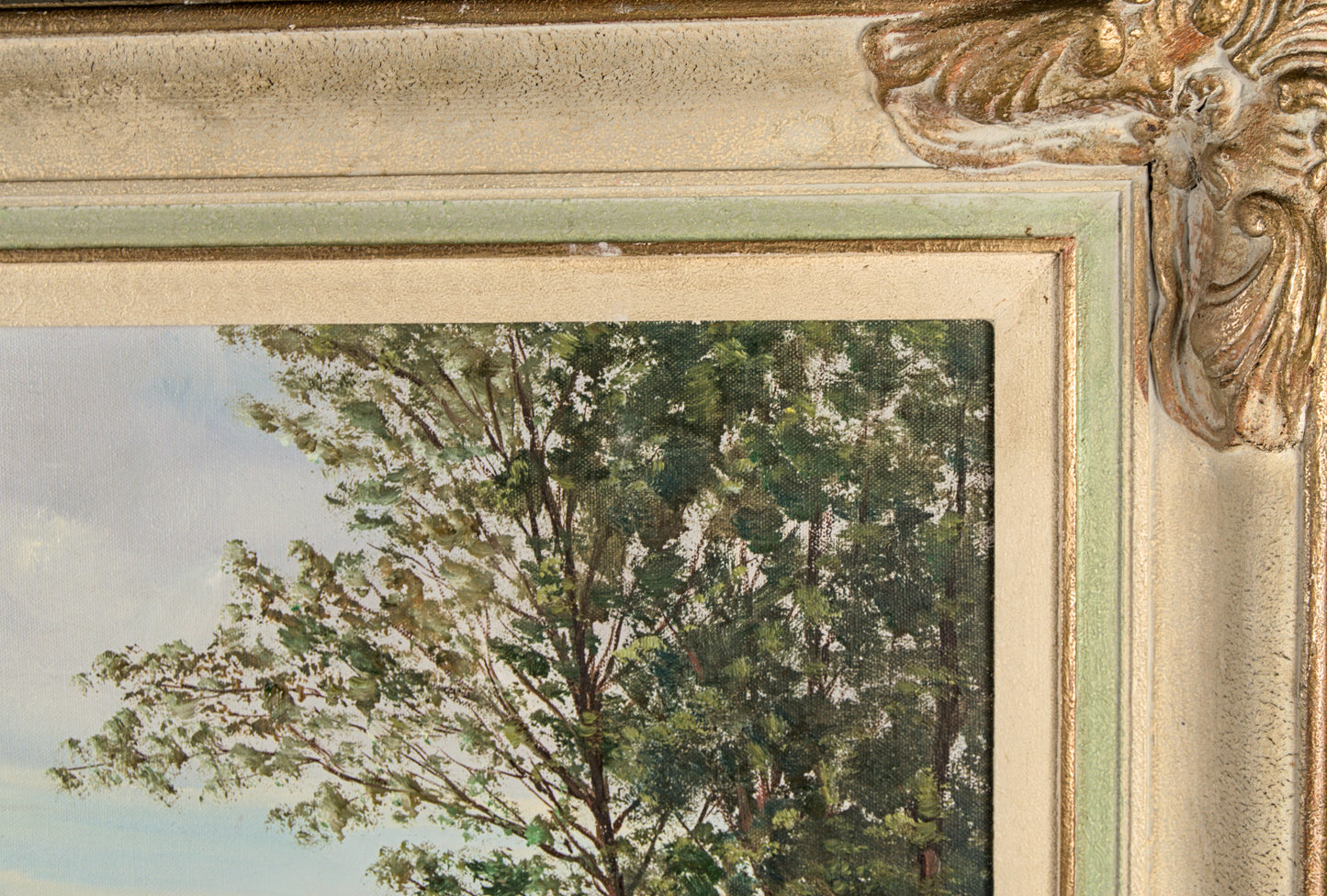 R. Baumer | Paisaje Lacustre con Casa Rural | Óleo sobre Lienzo